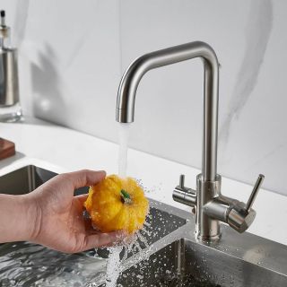 Смеситель для кухни Shevanik S228L с подключением фильтра сатин